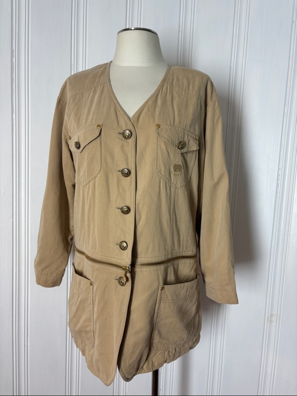 Vintage HAPPY HEIDEMANN Silk Blend 2-in-1 Safari/Utility Convertible Jacket S 6